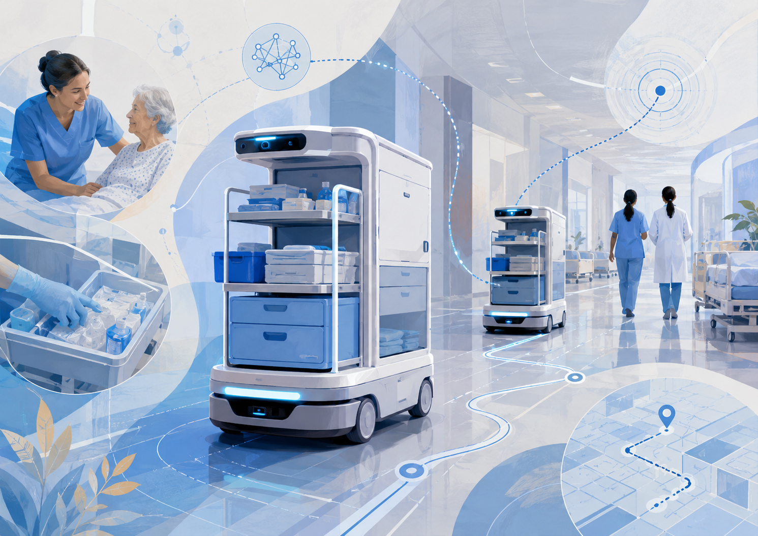 病院、既存カートを自律搬送ロボットへ変える