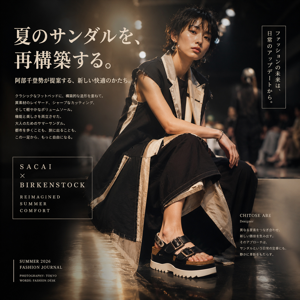 Sacai x Birkenstock:阿部千登勢が夏のサンダルを再構築する